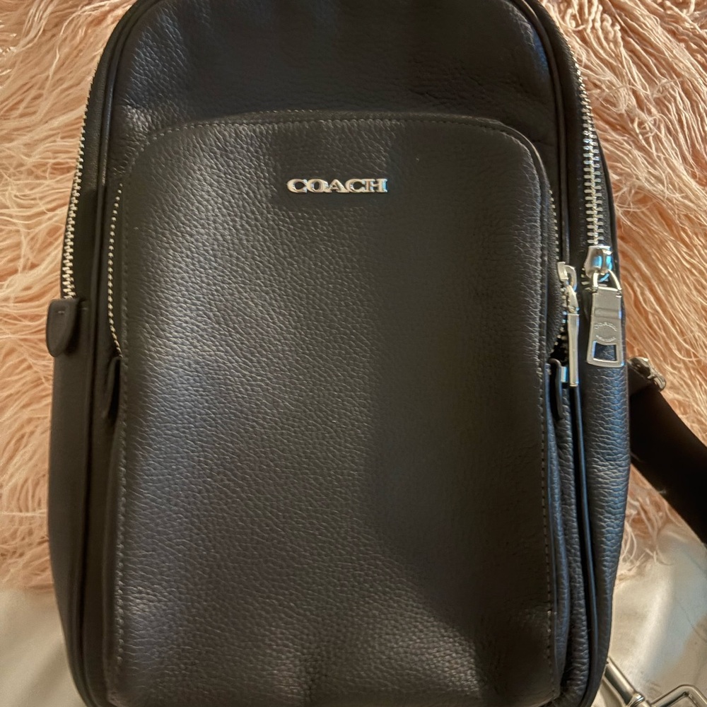 Coach Black Leather Men's Backpack